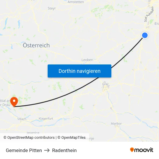 Gemeinde Pitten to Radenthein map