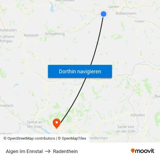 Aigen Im Ennstal to Radenthein map