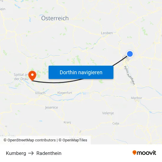 Kumberg to Radenthein map