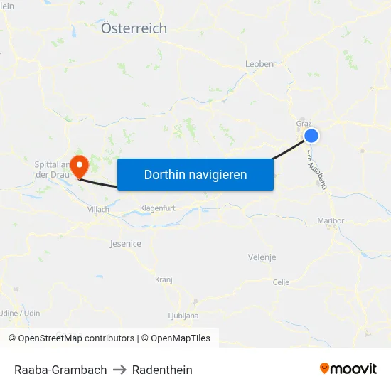 Raaba-Grambach to Radenthein map