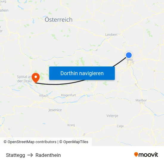 Stattegg to Radenthein map