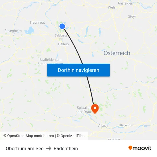 Obertrum am See to Radenthein map