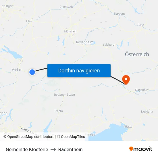 Gemeinde Klösterle to Radenthein map