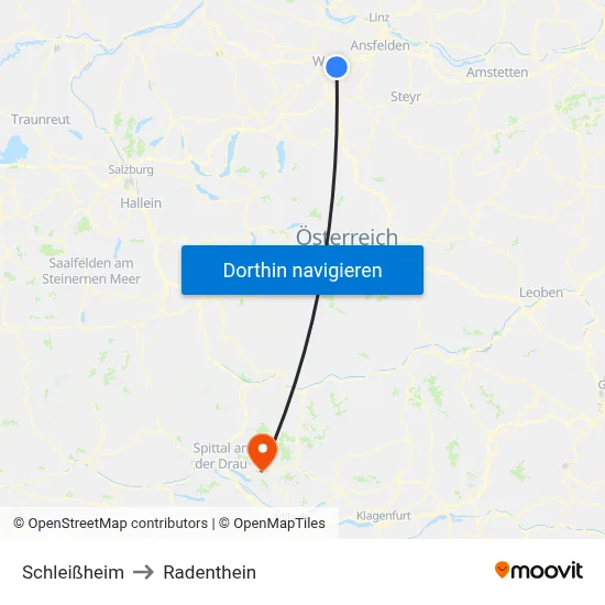Schleißheim to Radenthein map