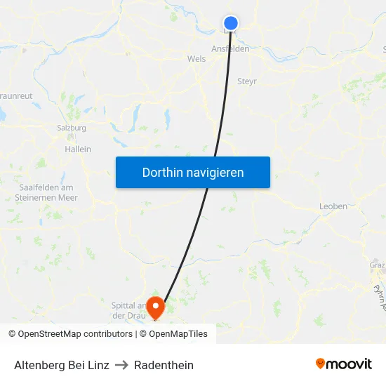 Altenberg Bei Linz to Radenthein map