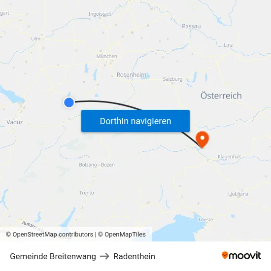 Gemeinde Breitenwang to Radenthein map