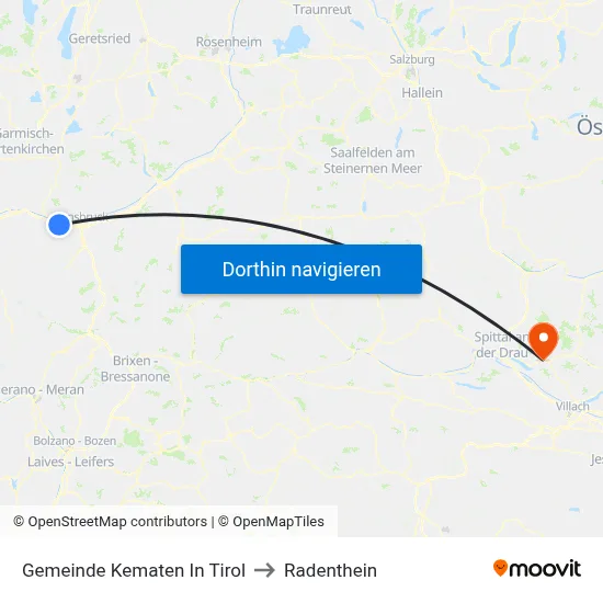 Gemeinde Kematen In Tirol to Radenthein map