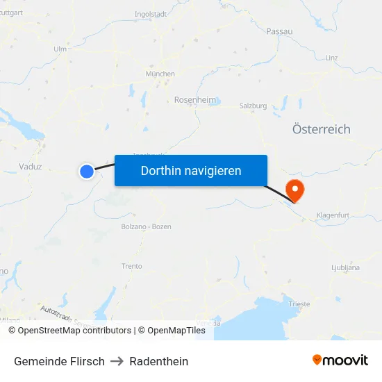 Gemeinde Flirsch to Radenthein map