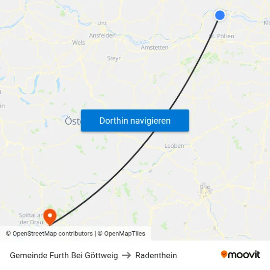 Gemeinde Furth Bei Göttweig to Radenthein map