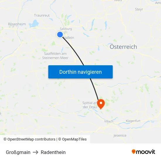 Großgmain to Radenthein map