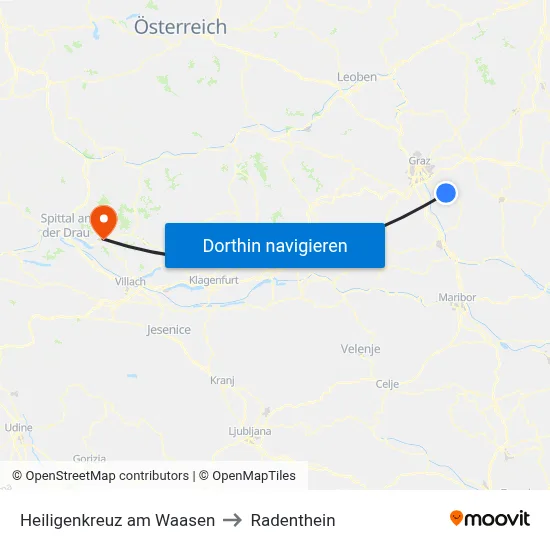 Heiligenkreuz am Waasen to Radenthein map