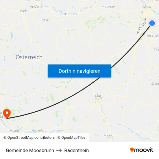 Gemeinde Moosbrunn to Radenthein map
