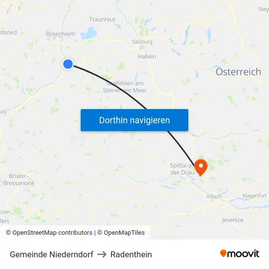 Gemeinde Niederndorf to Radenthein map