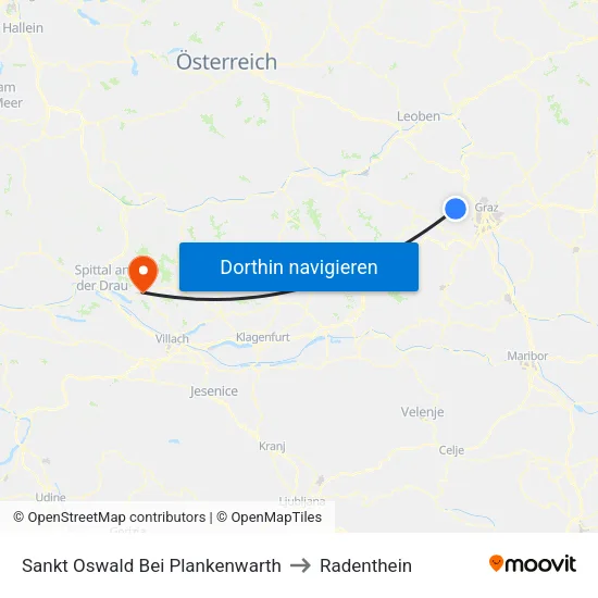 Sankt Oswald Bei Plankenwarth to Radenthein map