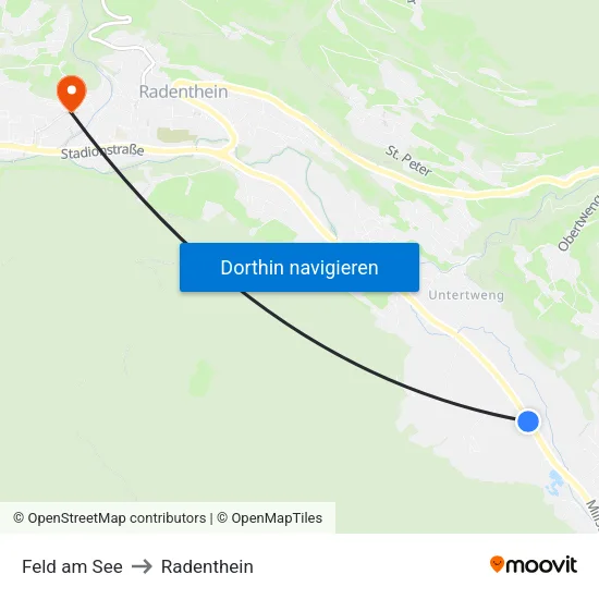 Feld am See to Radenthein map