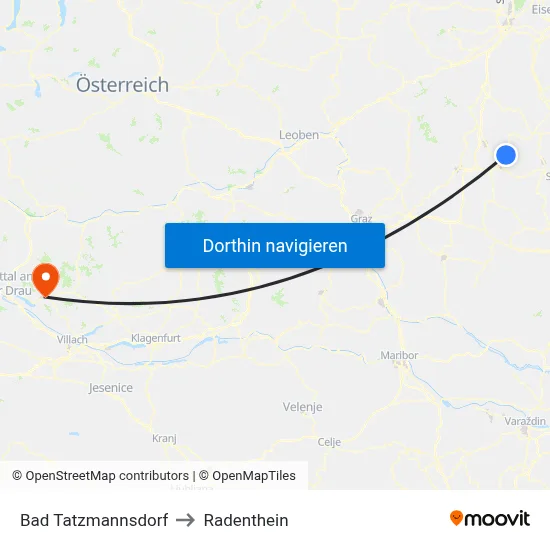 Bad Tatzmannsdorf to Radenthein map
