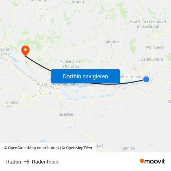 Ruden to Radenthein map