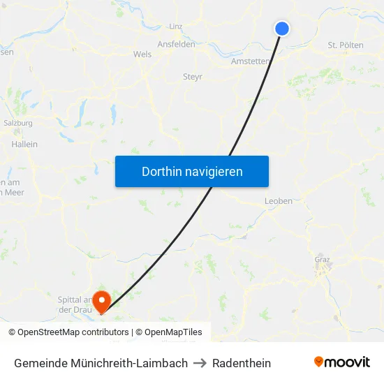 Gemeinde Münichreith-Laimbach to Radenthein map