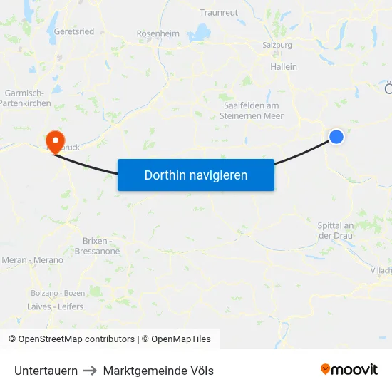 Untertauern to Marktgemeinde Völs map