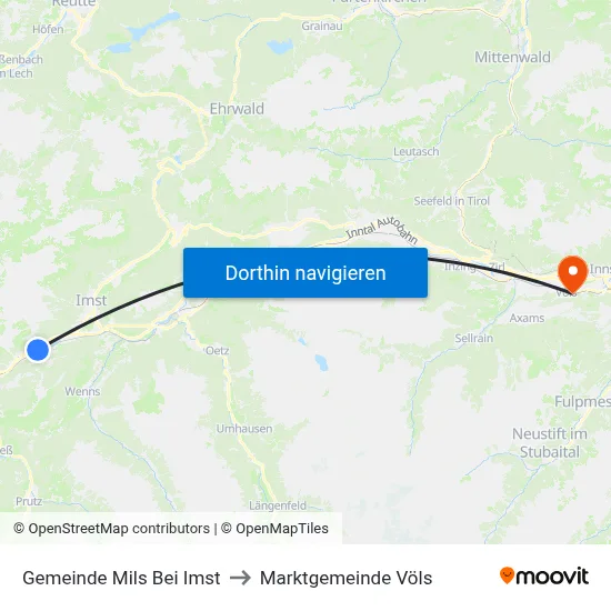 Gemeinde Mils Bei Imst to Marktgemeinde Völs map