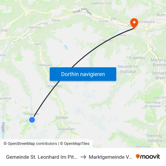 Gemeinde St. Leonhard Im Pitztal to Marktgemeinde Völs map
