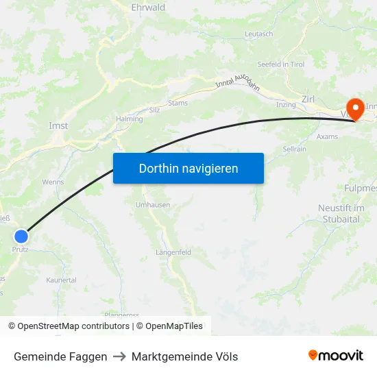 Gemeinde Faggen to Marktgemeinde Völs map