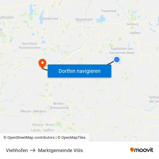 Viehhofen to Marktgemeinde Völs map