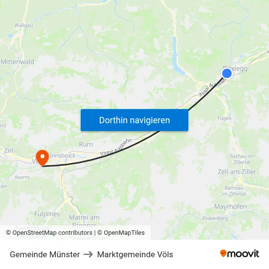 Gemeinde Münster to Marktgemeinde Völs map