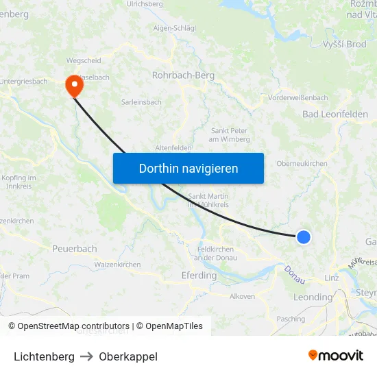 Lichtenberg to Oberkappel map
