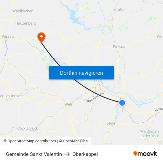 Gemeinde Sankt Valentin to Oberkappel map