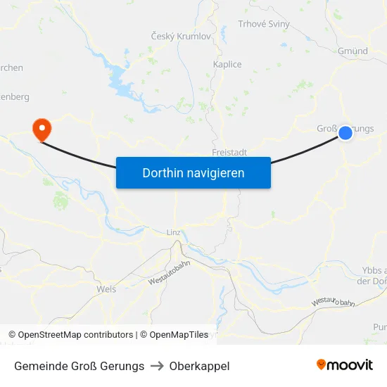 Gemeinde Groß Gerungs to Oberkappel map