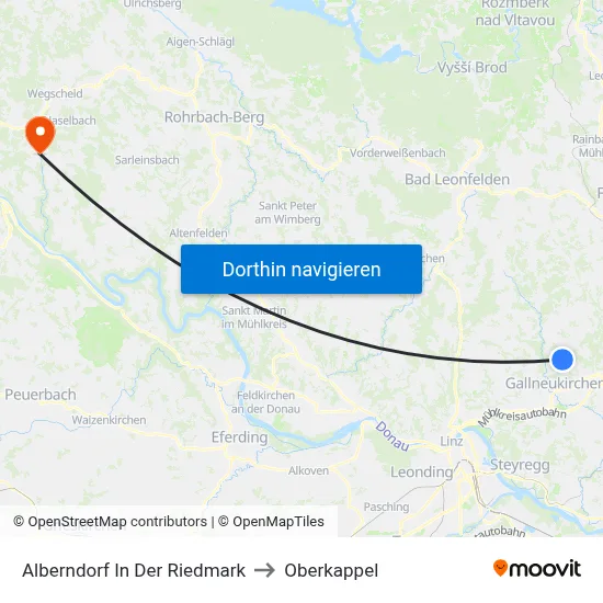 Alberndorf In Der Riedmark to Oberkappel map