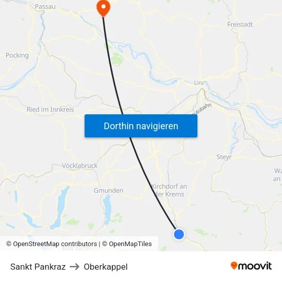 Sankt Pankraz to Oberkappel map