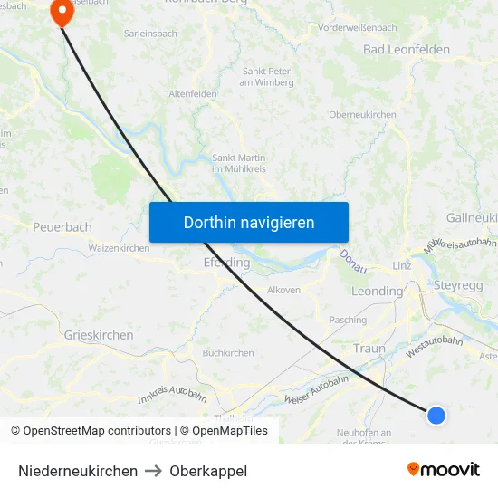 Niederneukirchen to Oberkappel map