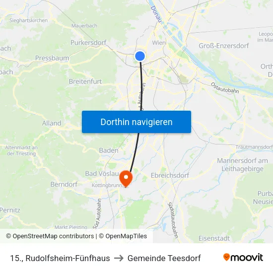 15., Rudolfsheim-Fünfhaus to Gemeinde Teesdorf map
