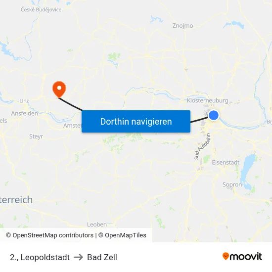 2., Leopoldstadt to Bad Zell map