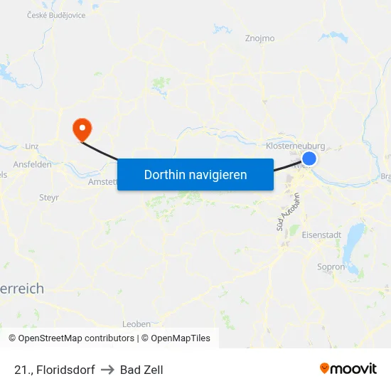 21., Floridsdorf to Bad Zell map