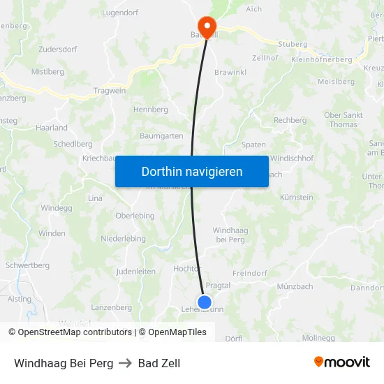 Windhaag Bei Perg to Bad Zell map