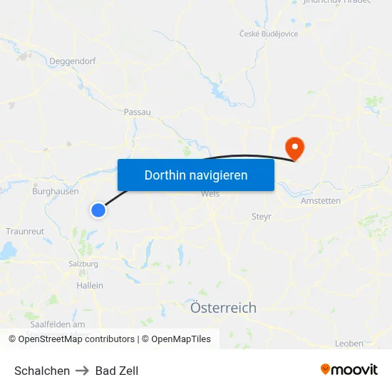 Schalchen to Bad Zell map
