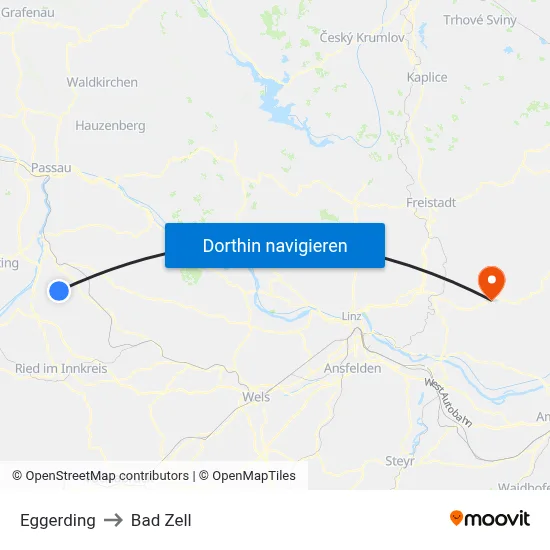 Eggerding to Bad Zell map