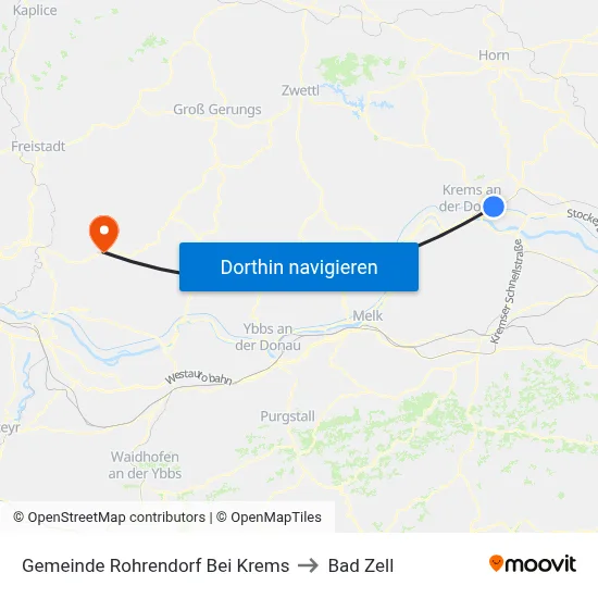 Gemeinde Rohrendorf Bei Krems to Bad Zell map