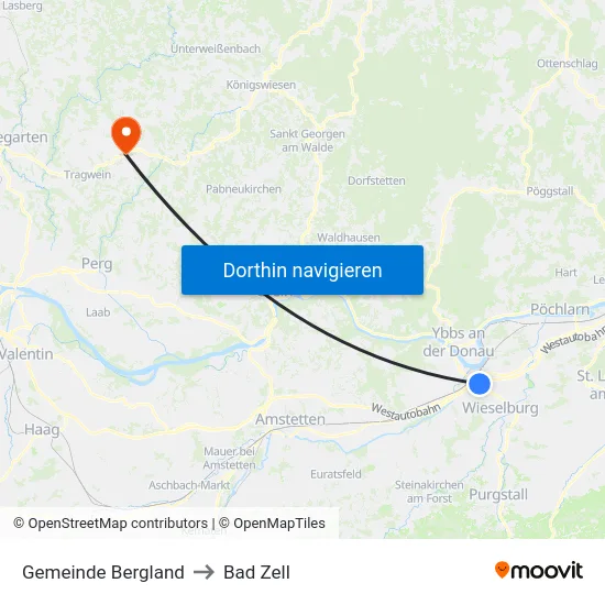 Gemeinde Bergland to Bad Zell map