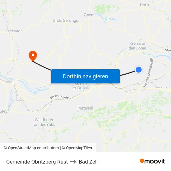 Gemeinde Obritzberg-Rust to Bad Zell map