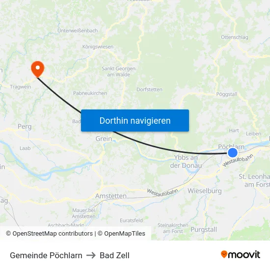Gemeinde Pöchlarn to Bad Zell map