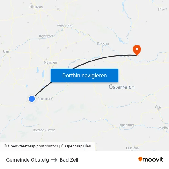 Gemeinde Obsteig to Bad Zell map