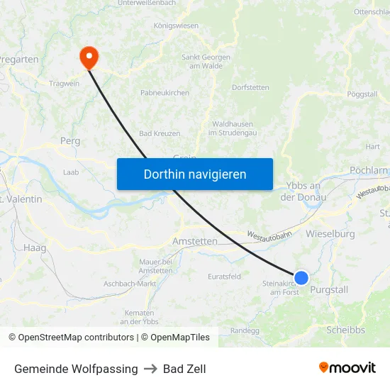 Gemeinde Wolfpassing to Bad Zell map