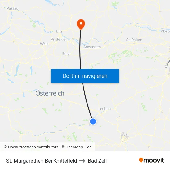 St. Margarethen Bei Knittelfeld to Bad Zell map