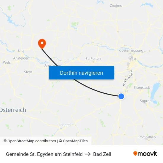 Gemeinde St. Egyden am Steinfeld to Bad Zell map