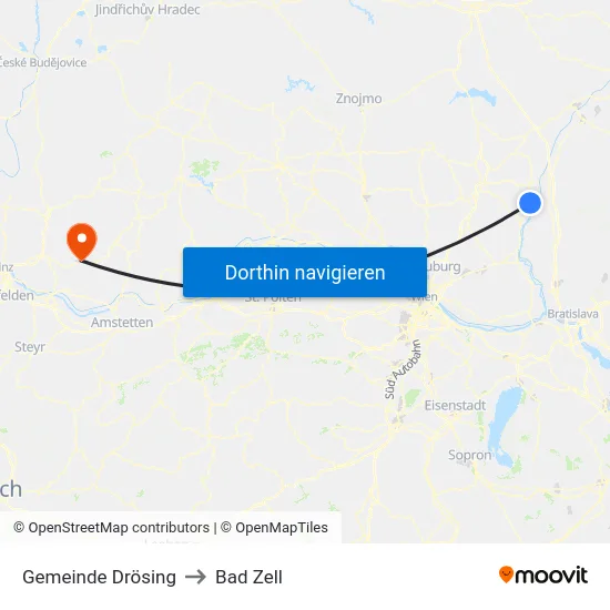 Gemeinde Drösing to Bad Zell map