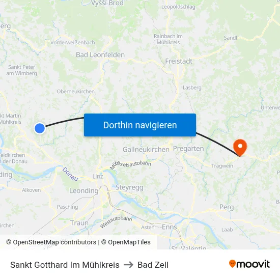 Sankt Gotthard Im Mühlkreis to Bad Zell map